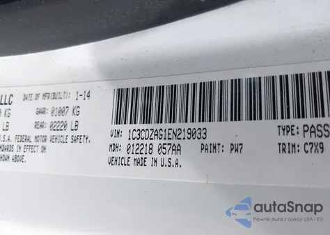 2014 Dodge Avenger Se from USA, damaged, VIN 1C3CDZAG1EN219033